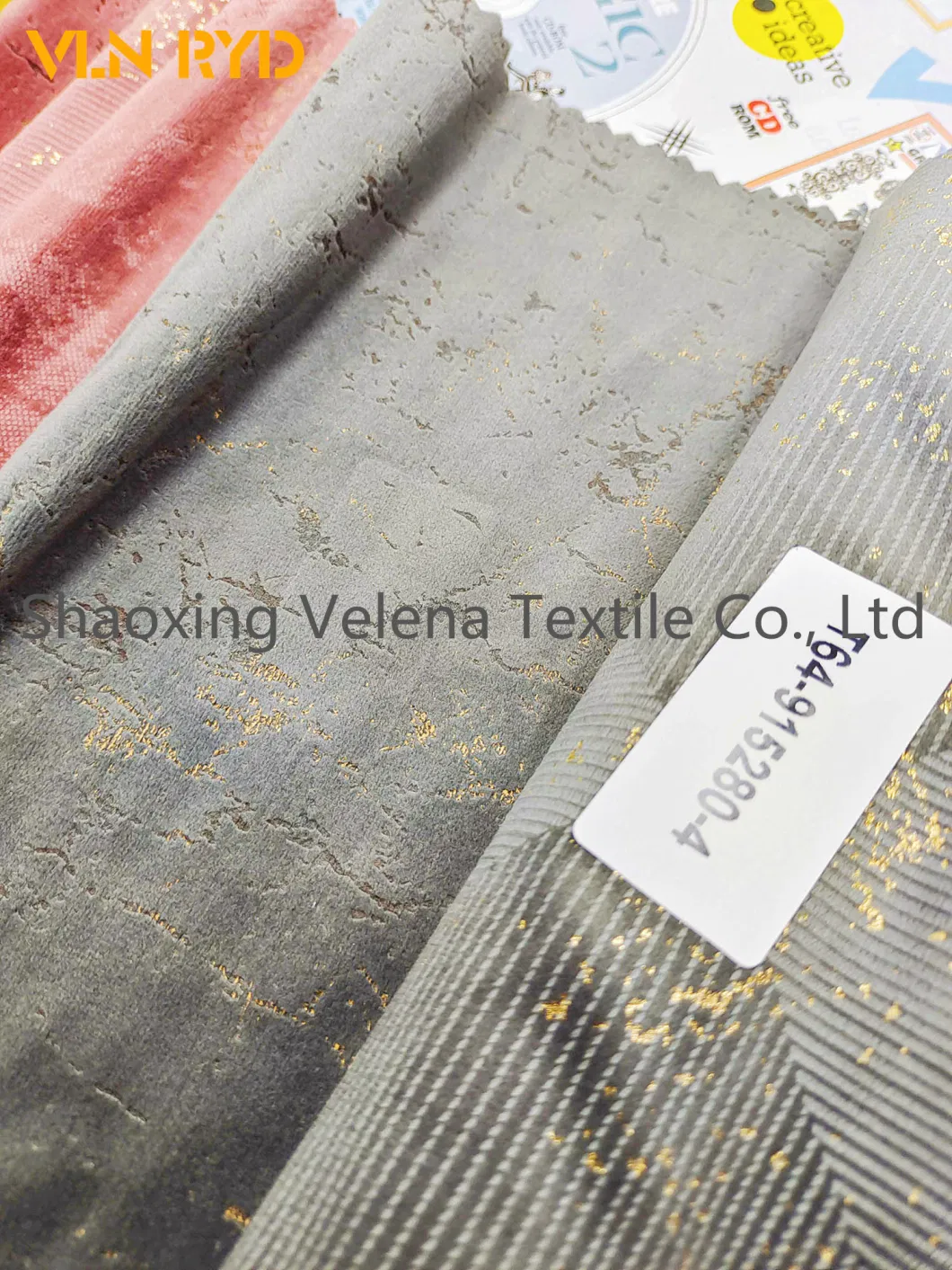 New Home Textile Holland Velvet Dyeing with Foil and Glue Emboss Upholstery Furniture Sofa Curtain Fabric Africa Style China Factory