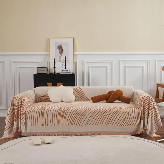 Stylish and Durable Large Sofa Slipcover with Elegant Tassels 