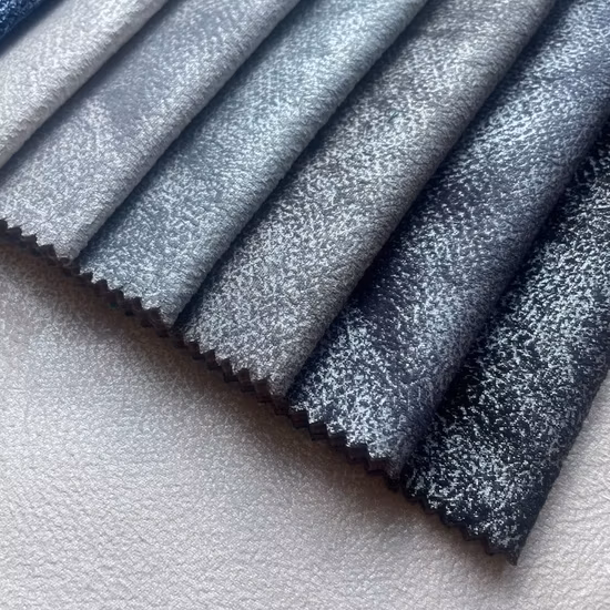 2023 New Design Knitted Print Fabric Sofa Fabric Upholstery 100% Polyester Leather Look Holland Velvet Sofa Fabric